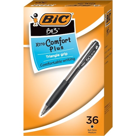 Bic BU3 Retractable Ballpoint Pen, Medium 1 mm, Black Ink/Barrel, 36/Pack BU3361-BLK