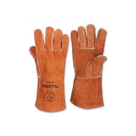 Tillman Stick Welding Gloves, 1012B, Split Cowhide Cotton, Large, Brown, 14 in Cuff, 12PK 724-1012B