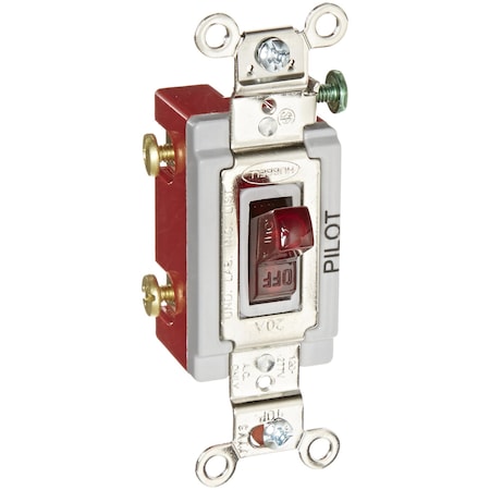 Hubbell Wiring Industrial Grade Toggle Switch, 20A 120/277V AC, Single Pole, Back & Side Wired HBL1221PL
