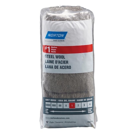 Tool Time 1 Grade Medium Steel Wool Pad, 12PK TO3309644