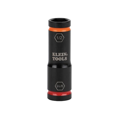 Klein Tools 1/4 in, 1/2 in Drive Flip Impact Socket Standard Socket, Manganese Phosphate 66076