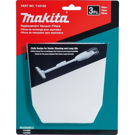 Makita Cloth Vacuum Filter, 3PK T-03193