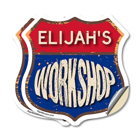 Signmission Elijah's Workshop, 6 inch X 6 inch, Vinyl Decal, 2PK SHI-D-2PACK-6-489-ELIJAH