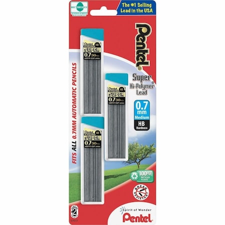 Pentel C27BPHB3K6 Super Hi-Polymer Lead Refills 0.7mm HB Black 90 Leads-Pack C27BPHB3K6