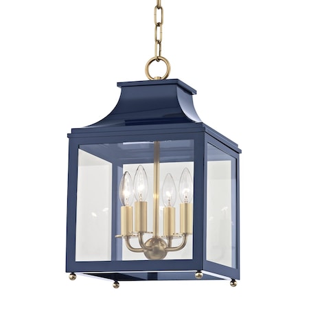 Mitzi Leigh 4 Light Lantern 11.25 In. Aged Brass/Navy H259704S-AGB/NVY