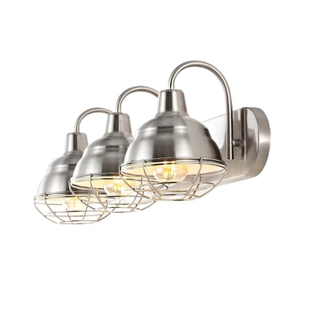 Jonathan Y Levi 24.5" 3-Light Industrial Farmhouse Iron LED Vanity, Nickel JYL1120B