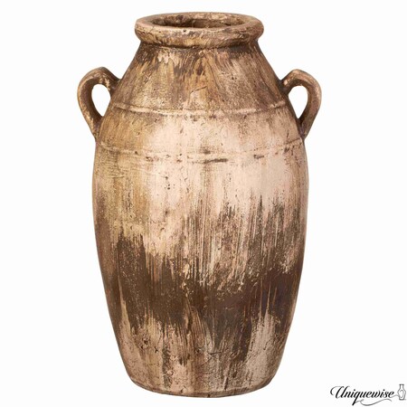 Uniquewise 23-Inch Brown Antique-Inspired Fiberglass Tall Floor Vase - Farmhouse Boho Decor for Living QI004678