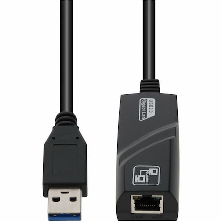 Add-On AddOn USB 3.0 (A) Male to RJ-45 Female Black Adapter - 100% compatible and guaranteed to work USB302NIC