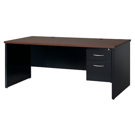 Hirsh Desk Pedestal, 36 in D X 29 1/2 in H, 72 in W X Steel, Black/Walnut 20535