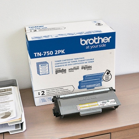 Brother High Yield Black Toner Cartridge, 2PK TN7502PK