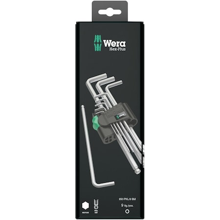 Wera 950/9 Hex-Plus 1 SB L-key set, metric, chrome-plated, 9 pieces 5073391001