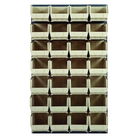 Quantum Storage Systems 36X61 GRAY LOUVERED PANEL WITH BINS IVORY QLP-3661-240-28IV