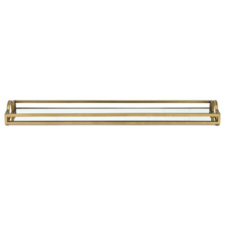 Homeroots 32in Gold Mirrored Glass Handmade Vanity Tray With Handles 713541