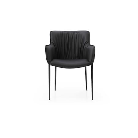 Homeroots Black Faux Leather and Steel Dining Arm Chair 719108