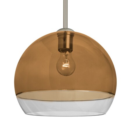 Besa Lighting Besa Ally 12 Stem Pendant, Amber/Clear, Satin Nickel Finish, 1x 60W MAX E26 Base 1TT-ALLY12AM-SN