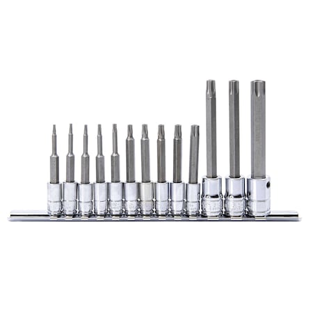 Genius Tools 13PC 1/4 & 3/8in Dr. Long Tamperproof Star Bit Sockets BS-2313TA