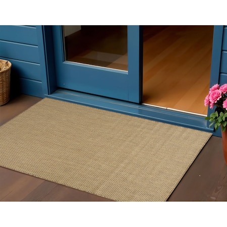 Homeroots 3' X 5' Tan And Brown Geometric Indoor Outdoor Area Rug 572340