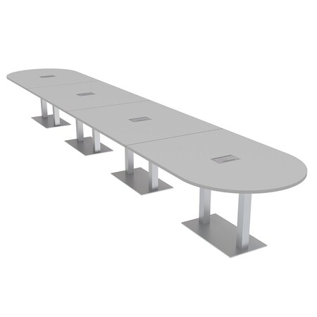 Skutchi Designs Racetrack Conference Table With Power Unit, 48 in W, 264 in L, Grey HAR-RAC-48X264-DOU-U779-ESIL