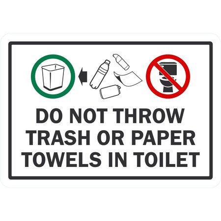 Lyle Do Not Throw Trash Or Paper, 10x7, Non-Reflective, White G-1886-PL_10x7