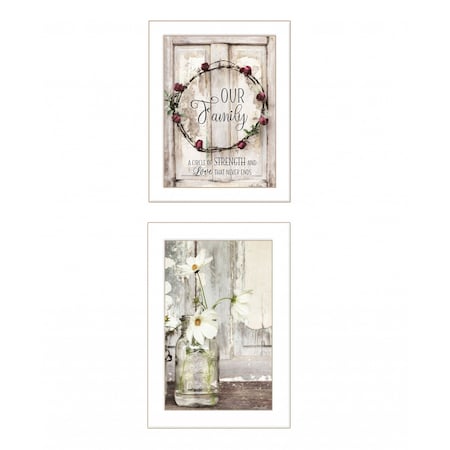 Homeroots Set Of Two Our Family Blossoms 1 White Framed Print Wall Art, 2PK 408019
