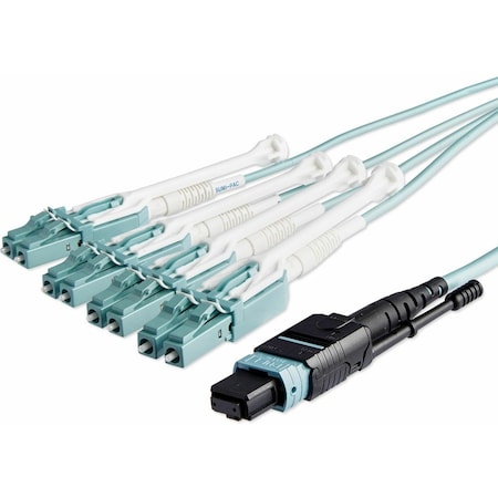 Startech.Com 10m 30ft MTPF/PC to 4x LC/PC Duplex Breakout OM3 Multimode Fiber Optic Cable, OFNP MPO8LCPL10M