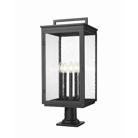 Z-Lite Hartwell 5-Light Outdoor Pier Mounted Fixture, 12 in W x 28.75 H, Sand Black 5019PHXLR-533PM-BK