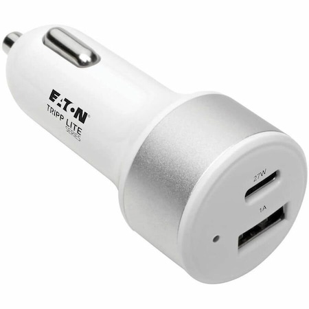 Tripp Lite Dual-Port USB Car Charger with PD Charging - USB Type C (27W) & USB Type A (5V 1A/5W), UL 2089 U280-C02-C1A1