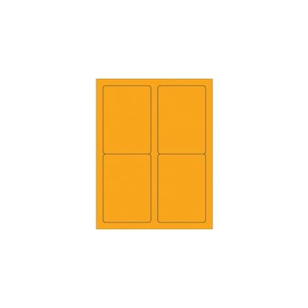 Bubblefast 3 1/2 x 5'' Fluorescent Orange Rectangle Laser Labels-4 Labels per Sheet BFLL176OR