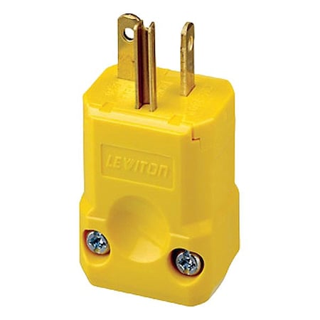 Leviton Straight Blade Plug, 20 A, Yellow 5456-VY