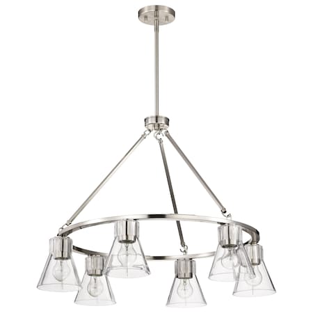 Nuvo Gianna, 6 Light Chandelier, Brushed Nickel Finish, Clear Glass 60/8335