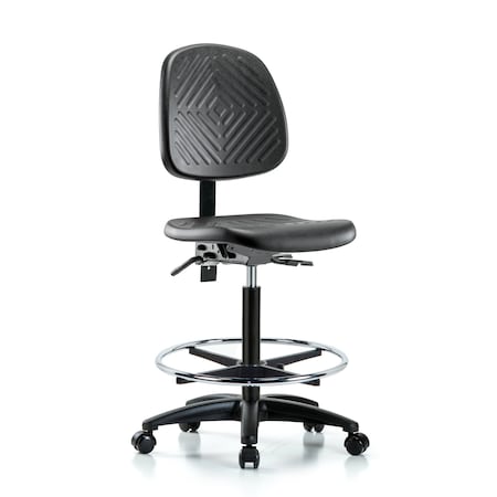 Blue Ridge Ergonomics Bench Chair, Hi, Poly, Med, Bk, CF Casters, No Arms, 24-1/2" to 33-1/2" Height, Blue, Black BR-PHBCH-MB-RG-T0-A0-CF-RC