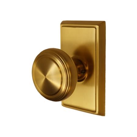 Emtek Norwich Knob Dummy Pair with Rectangular Rose for 1-1/4 in to 2 in Door Satin Brass Finish 8521NWUS4