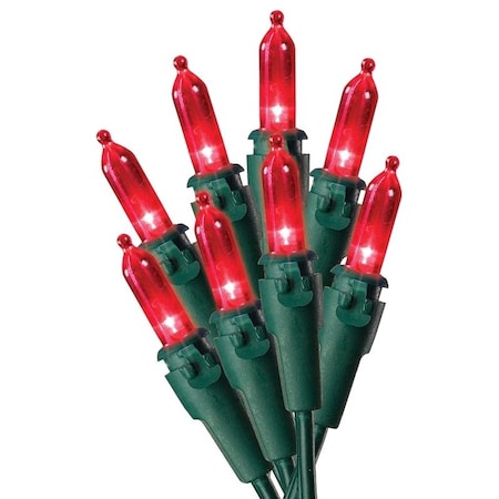 Hometown Holidays Light Set, Christmas, 120 V, 2.4 W, 50-Lamp, LED Lamp, Red Lamp, 13.58 ft L U10E406D