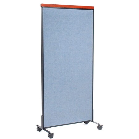 Global Industrial Interion Mobile Deluxe Office Partition Panel, 36-1/4"W x 76-1/2"H, Blue 694969MBL