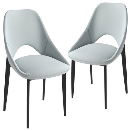 Leisuremod Amalfi Collection Modern Fabric Dining Chair in Coconut White, 2PK AC48W2