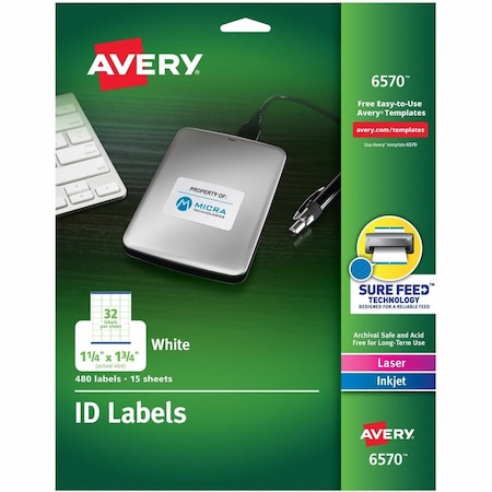 Avery ID Labels, Sure Feed Technology, PK480 6570