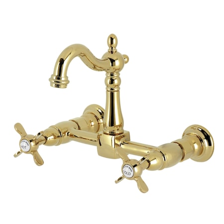 Kingston Brass Two-Handle Wall Mount Bridge Kitchen Faucet, Polished Brass KS2442BEX