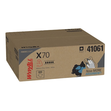 Wypall WypAll PowerClean X70 Medium Duty Cloths (41061), Flat Sheet Box, Long Lasting Towels, White 41061