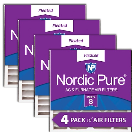 Nordic Pure 20x20x5 Pleated Air Filter, High Capacity, Electrostatically Charged Synthetic Media, MERV 8, 4 PK 20x20x5ABM8-4