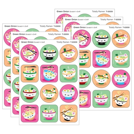 Trend Totally Ramen, Green Onion Scent Scratch 'n Sniff Stinky Stickers, 48-Piece Set, 6PK T83059