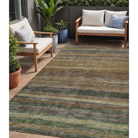 Homeroots 5' X 8' Brown And Gray Striped Washable Indoor Outdoor Area Rug 615831