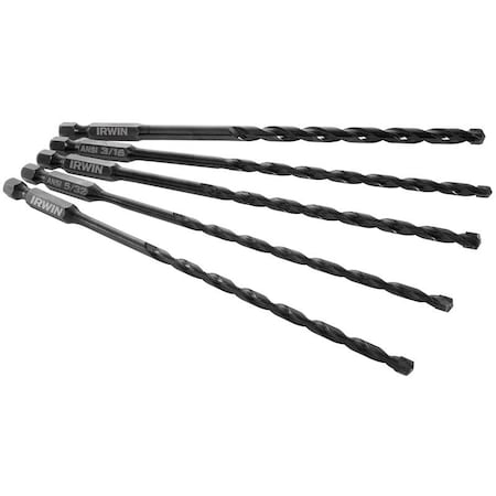 Irwin Impact Drill Bit Set, 5Piece, Carbide, Black Oxide 1881078
