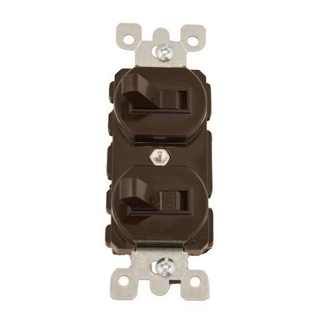 Leviton Duplex Style Single-Pole/3-Way AC Combination Switch, 15 Amp, 120/277 Volt, Brown 5241