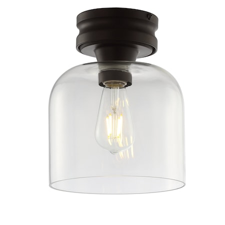 Jonathan Y Domenic 7.75" Metal/Glass LED Flush Mount, Oil Rubbed Bronze JYL7442A