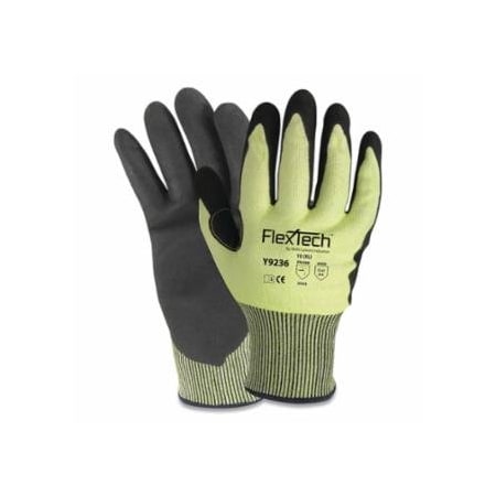 Wells Lamont FlexTech, Y9236 Hi-Viz Yellow Sandy Nitrile Palm Cut Glove, X-Large, 12PK 815-Y9236XL