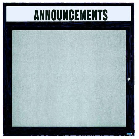 Aarco Illuminated Outdoor Enclosed Bulletin Board w/ Al Frame Header, Powder Coated Black, 36''Hx36''W ODCC3636RHIBK