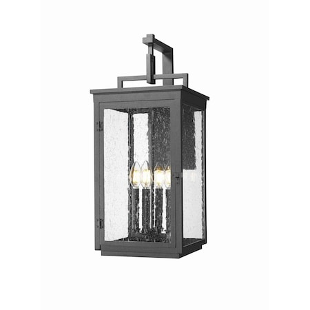 Z-Lite Hartwell 4-Light Outdoor Wall Light, 10 in W x 22.75 H, Sand Black 5019B-BK