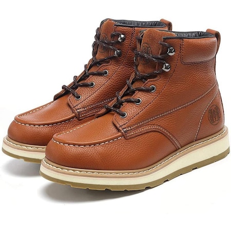 Handpoint Mens Soft Toe Work Boots-Brown Full Grain Leather Construction Boots, KEVLAR, 7 CK302D-7