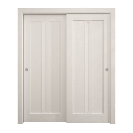 Sartodoors Sliding Closet Bypass Doors 60 x 80 inches, Ego 5006 Painted White Oak, Rails Hardware Set, Wood EGO5006DBD-PWO-60