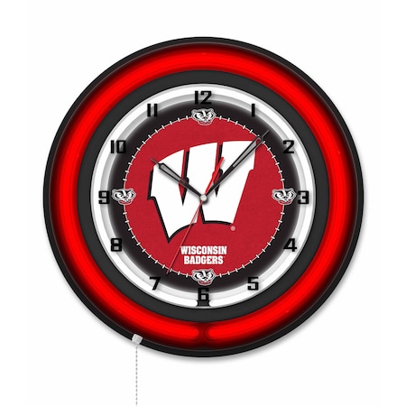 Holland Bar Stool University of Wisconsin W  19 Double Neon Wall Clock Clk19BK